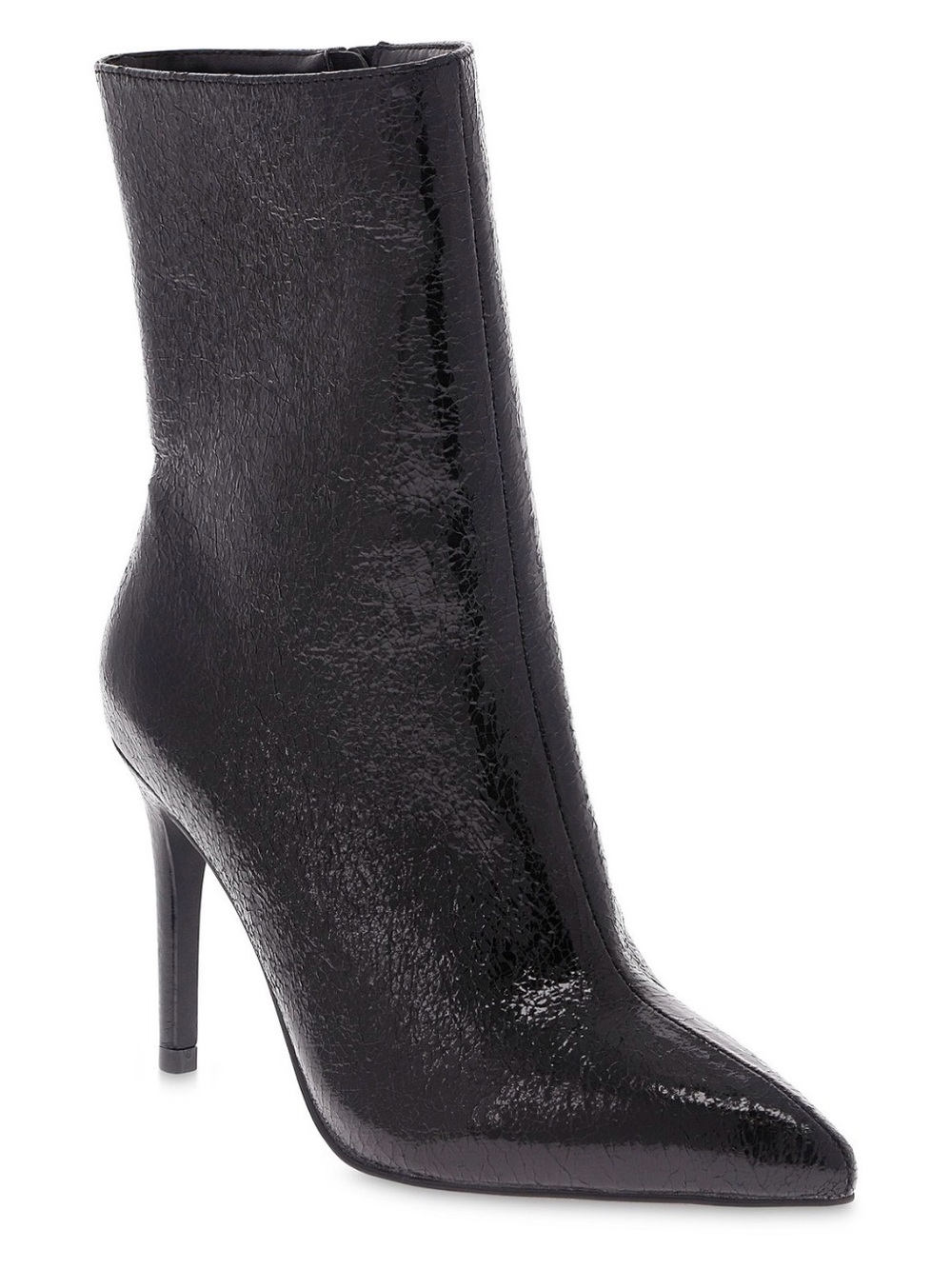 MIA Mardi Black Women's Pointed Toe Stiletto Ankle Boots crinkle texture NEW 10